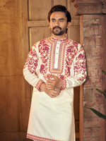 Thumbnail for Anaita White Multi Thread Work Silk Straight Kurta - Distacart