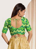 Thumbnail for Joban Fashion Parrot Green Chiffon Padded Blouse With Square Neck Elbow Sleeves - Distacart