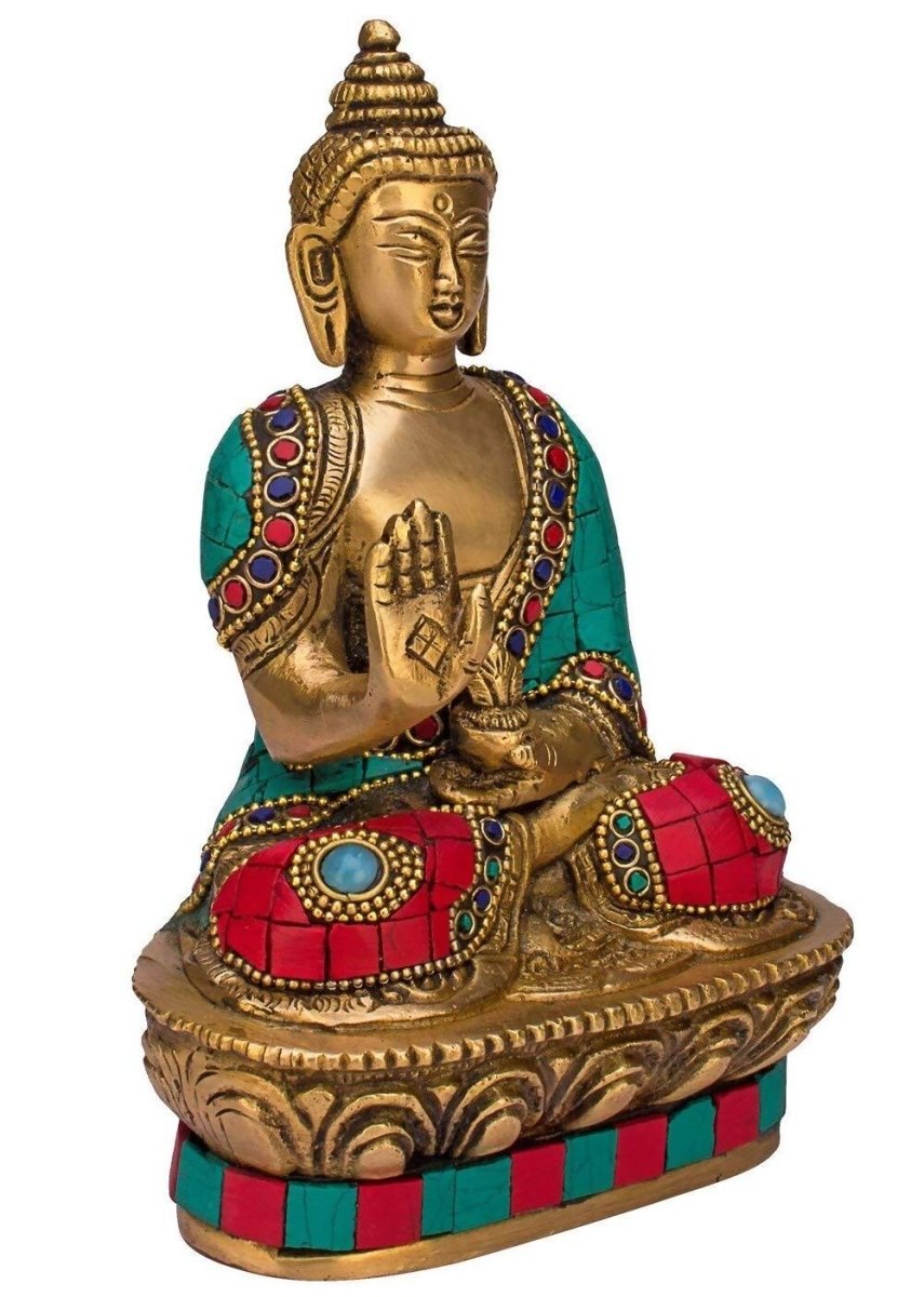 Artvarko Brass Buddha Vitarka Statue Multicolor - Distacart