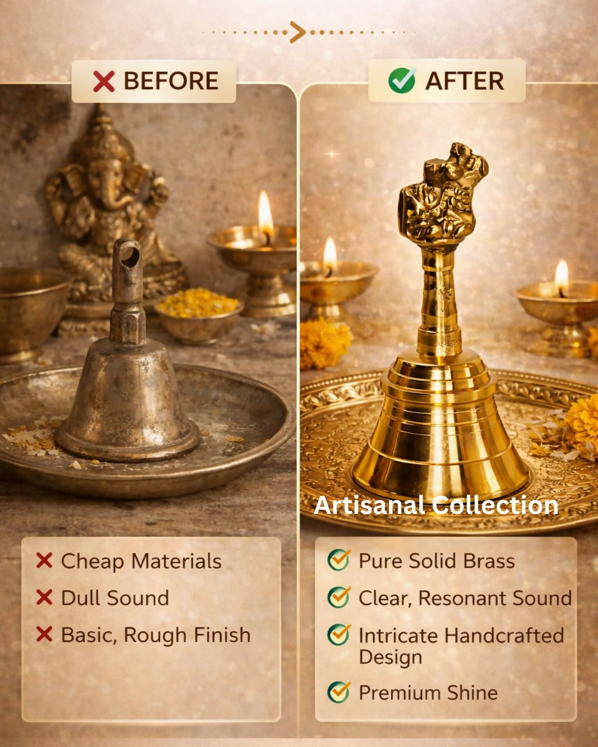 Image 2 of Brass Bell for Pooja Room