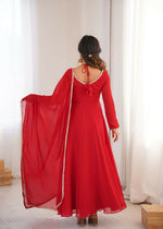 Thumbnail for Teeya Creation Red Faux Georgette Designer Party Wear Long Gown - Distacart
