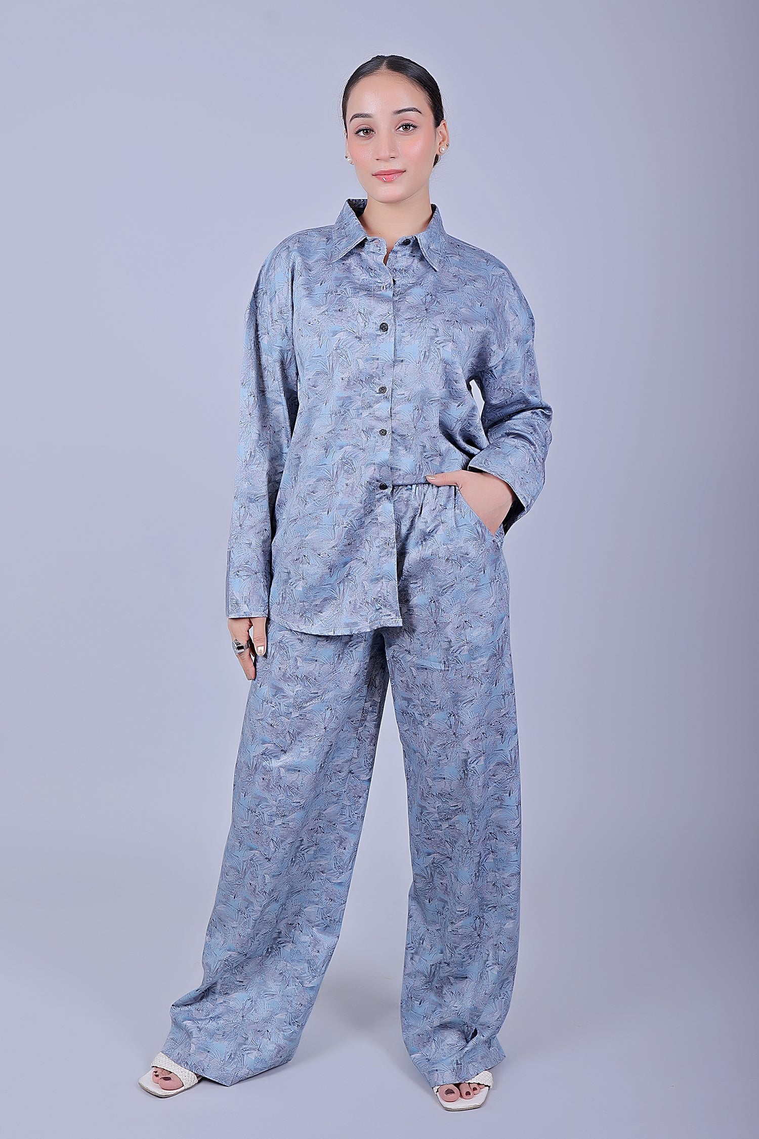 Bluebird Women's Printed Co-ord Set Rock Blue - Distacart