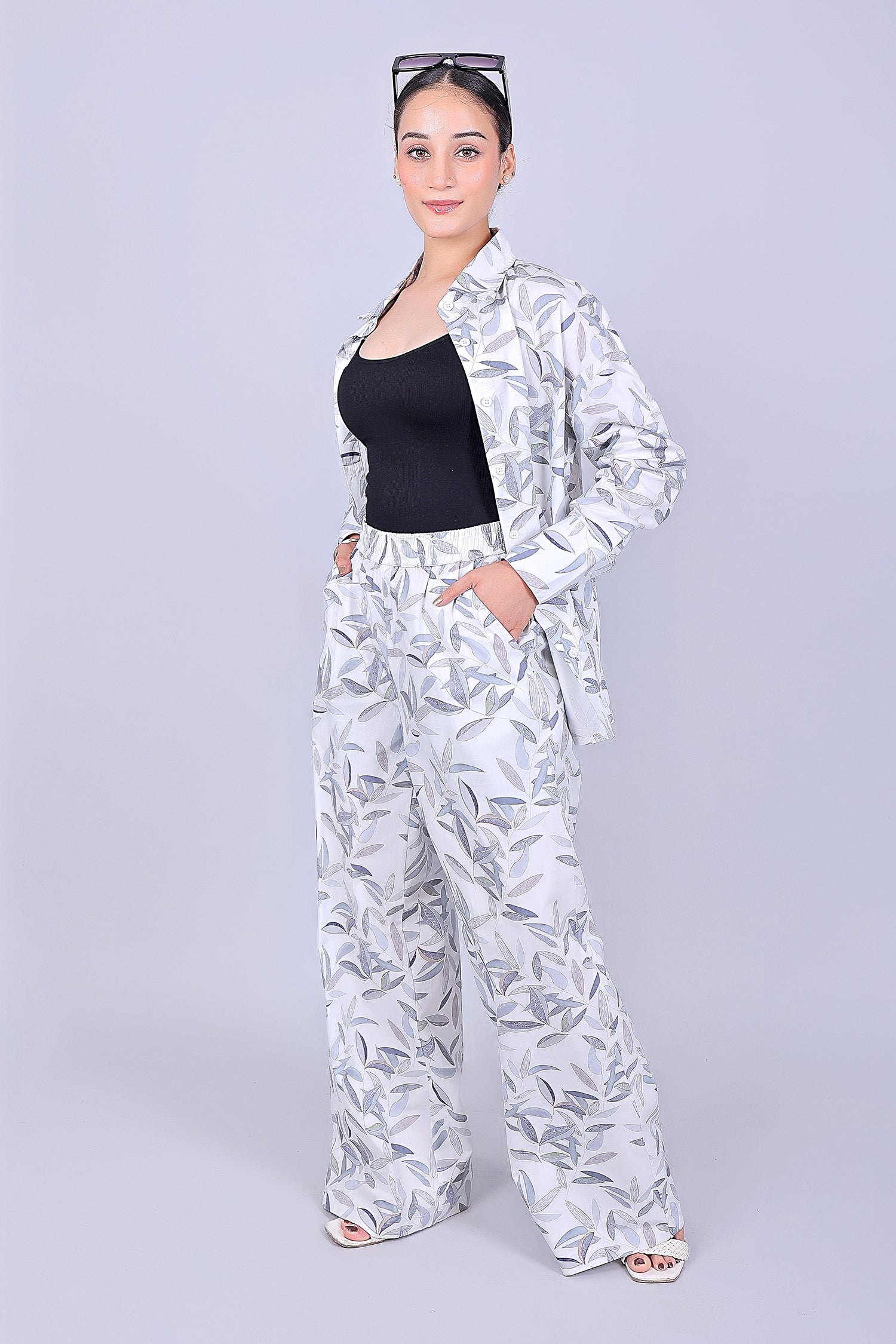 Bluebird Women's Printed Co-ord Set White Leaf - Distacart