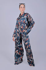 Thumbnail for Bluebird Women's Printed Co-ord Set Dark Blue