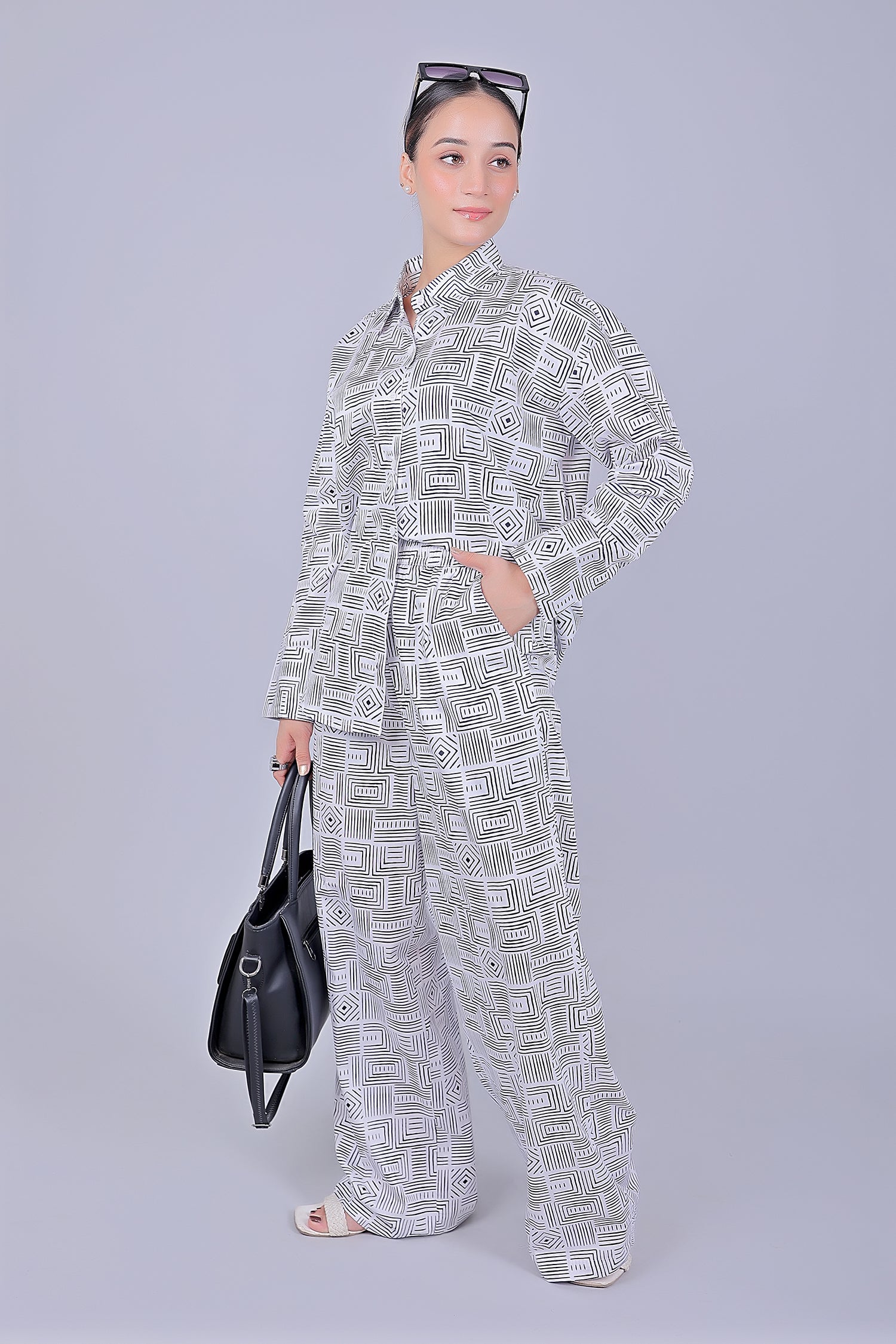 Bluebird Women's Printed Co-ord Set Black and White - Distacart