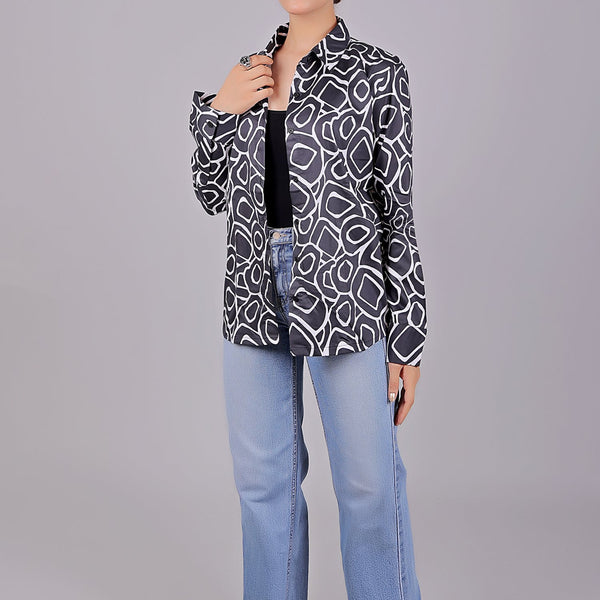 Bluebird Women's Black Print Satin Shirt - Distacart