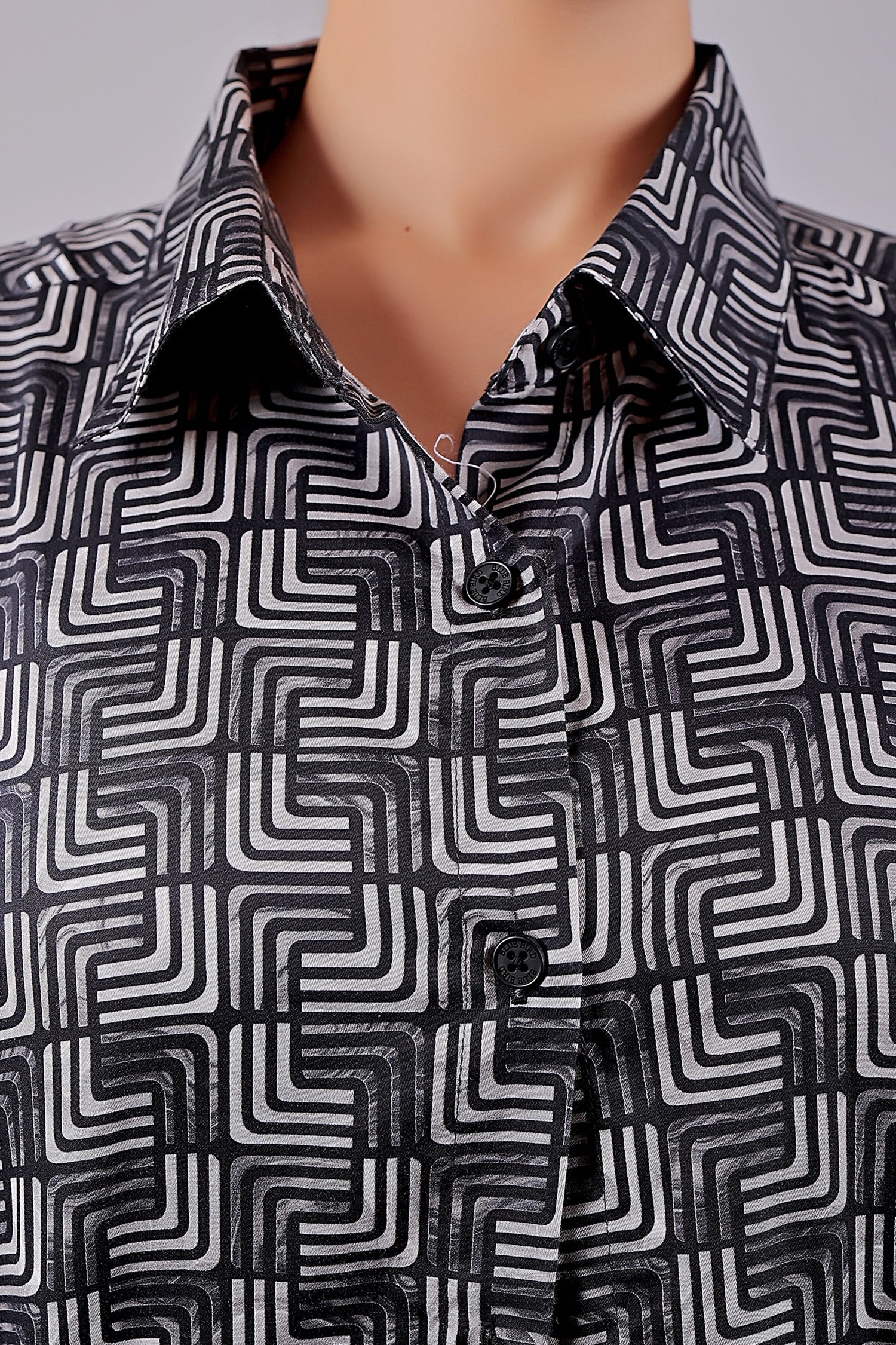 Bluebird Women's Black Printed Satin Shirt - Distacart