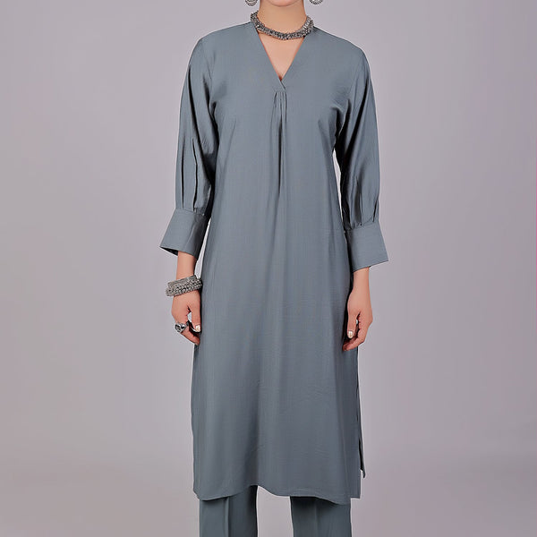 Bluesaanchi Women's Grey Kurti With Trouser Pajama Set - Distacart