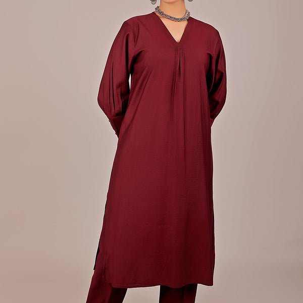Bluesaanchi Women's Maroon Kurti With Trouser Pajama Set - Distacart