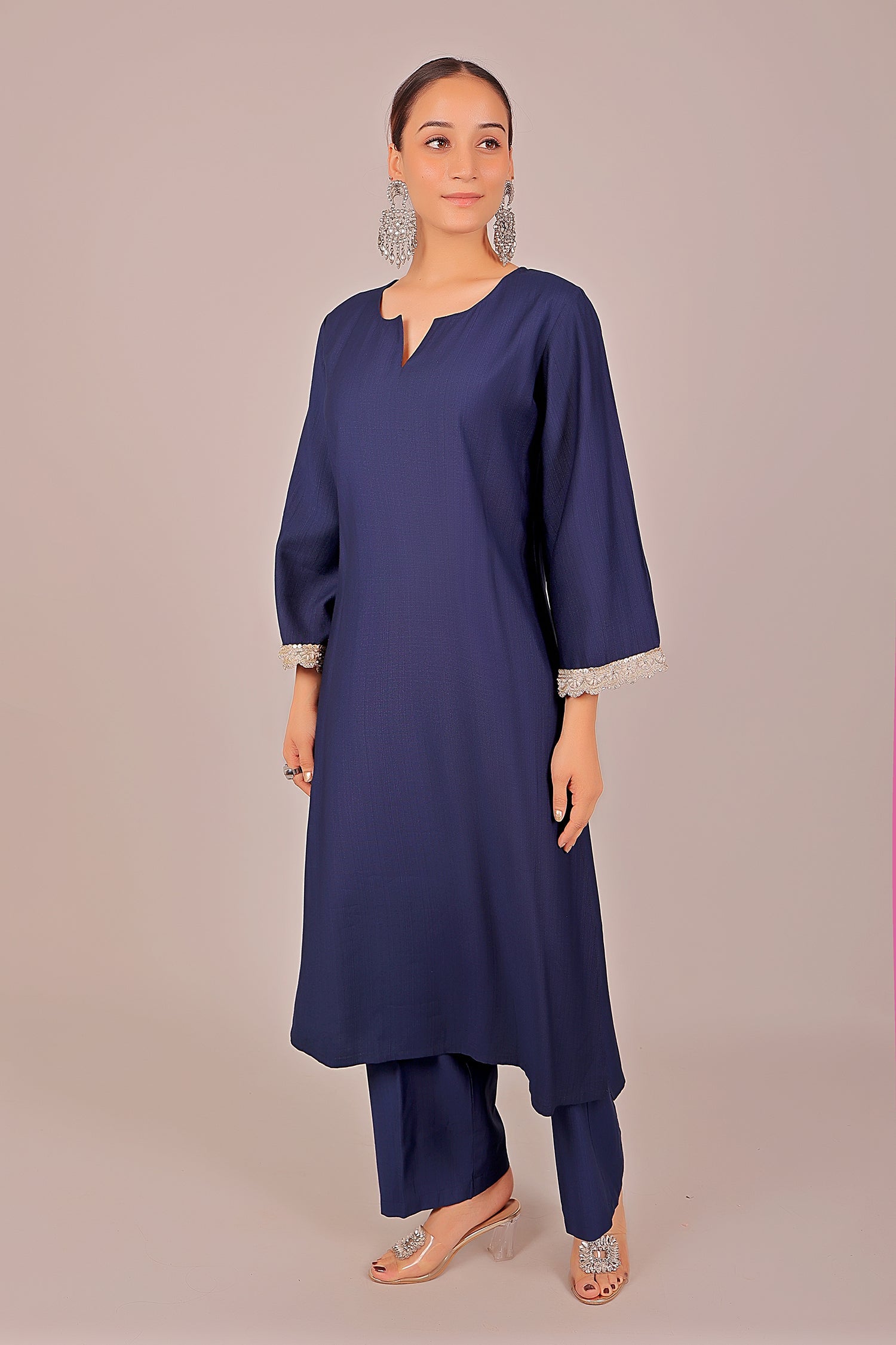 Bluesaanchi Women's Royal Blue Kurti With Trouser Pajama Set - Distacart