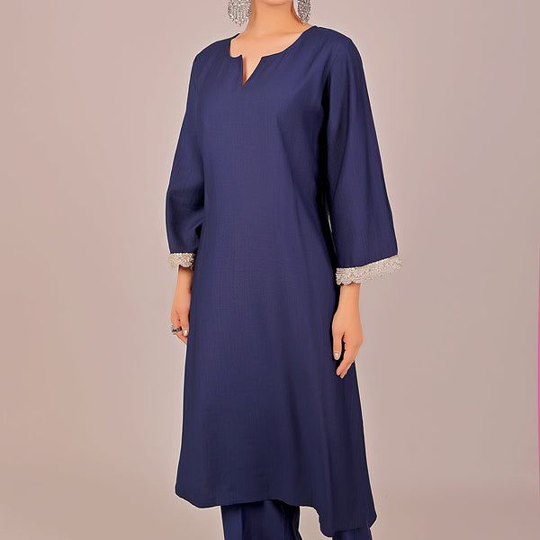 Bluesaanchi Women's Royal Blue Kurti With Trouser Pajama Set - Distacart