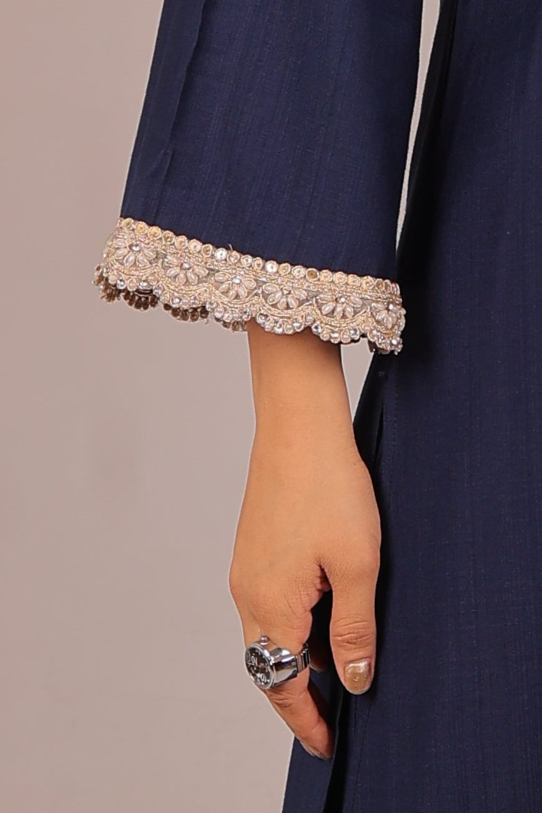 Bluesaanchi Women's Royal Blue Kurti With Trouser Pajama Set - Distacart