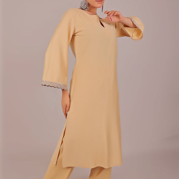 Bluesaanchi Women's Beige Kurti Pajama Set - Distacart