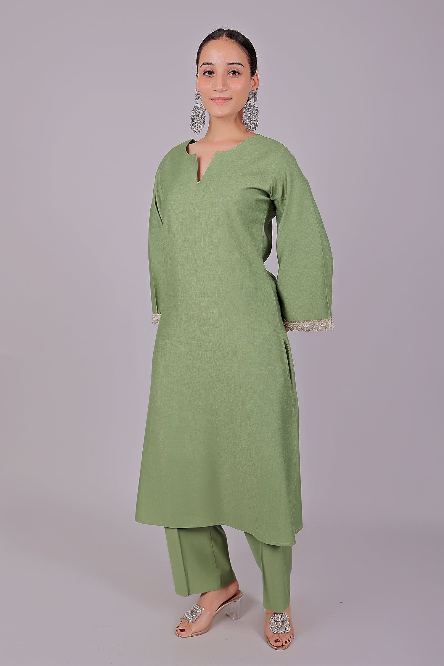 Bluesaanchi Women's Light Green Kurti Pajama Set - Distacart