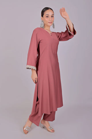 Bluesaanchi Women's Mauve Kurti Pajama Set - Distacart