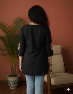 Thumbnail for Jaitra Apparels Women Printed Pure Cotton Straight Kurta (Black)