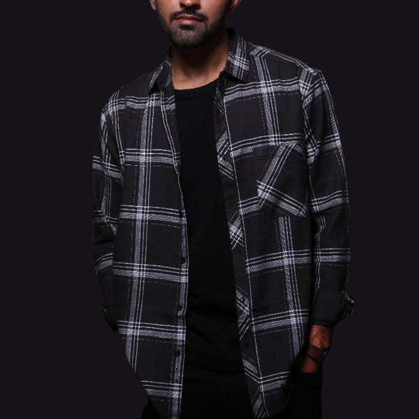 Jonesburg Men's Black Checks Regular Fit Shirt