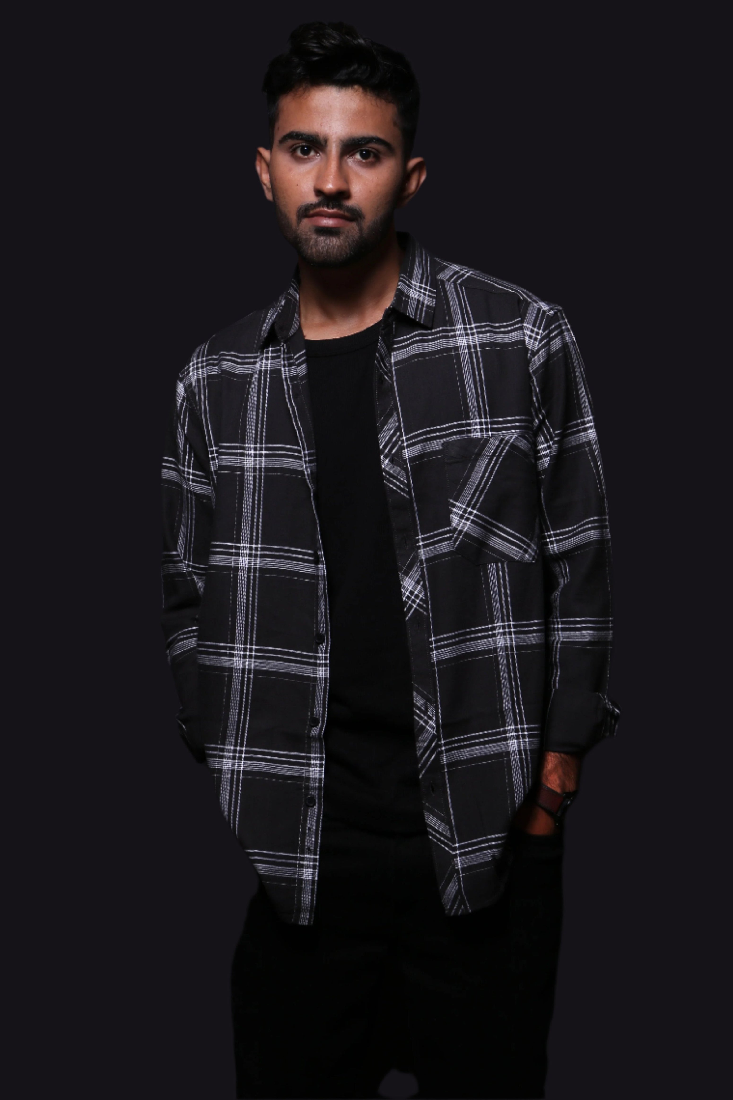 Jonesburg Men's Black Checks Regular Fit Shirt - Distacart