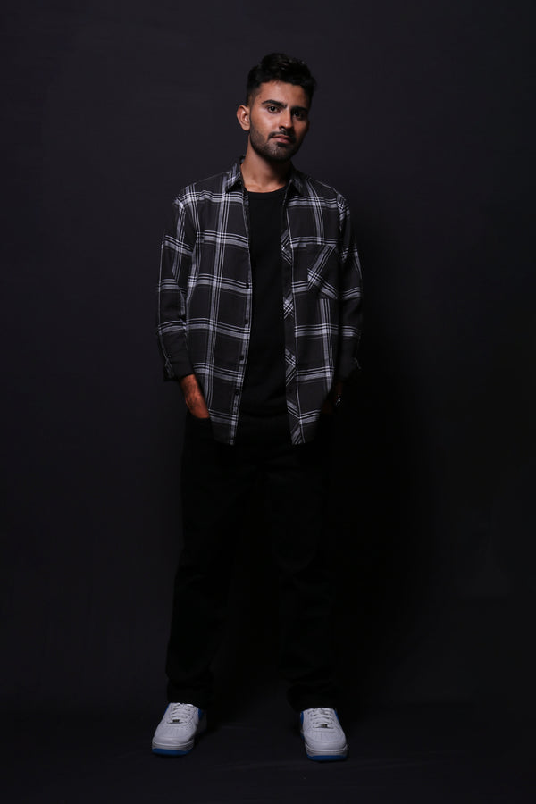 Jonesburg Men's Black Checks Regular Fit Shirt