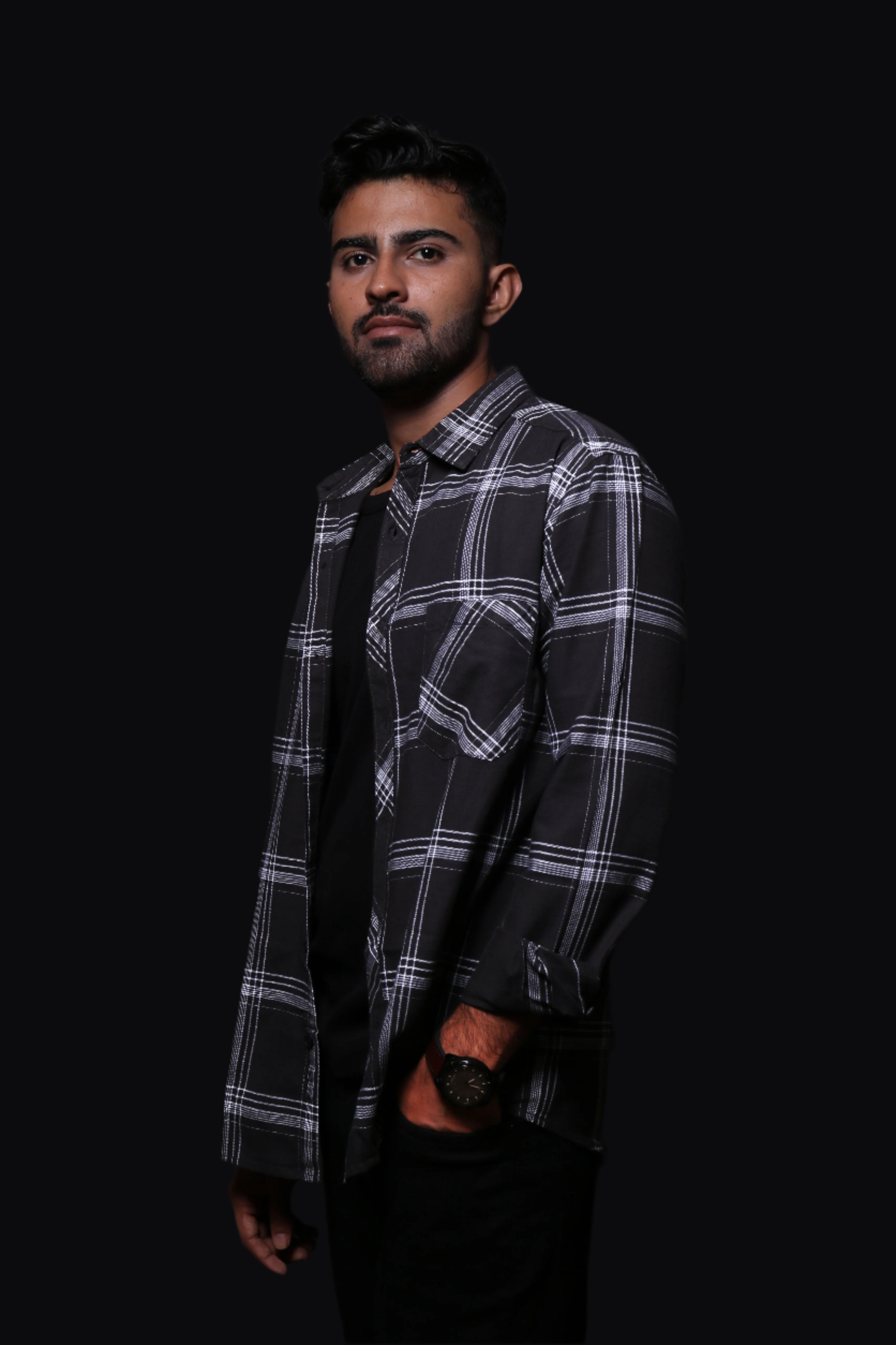 Jonesburg Men's Black Checks Regular Fit Shirt