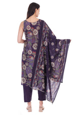 Thumbnail for Jaitra Apparels Purple Embroidered Muslin Fabric Kurta Set With Dupatta