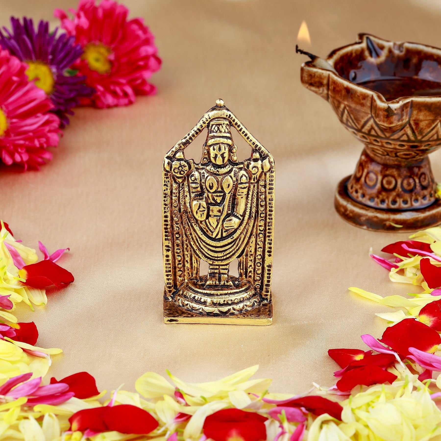 Estele Gold-Polished Lord Tirupati Balaji Idol Showpiece for Pooja Mandir/ Home Decorative - Distacart
