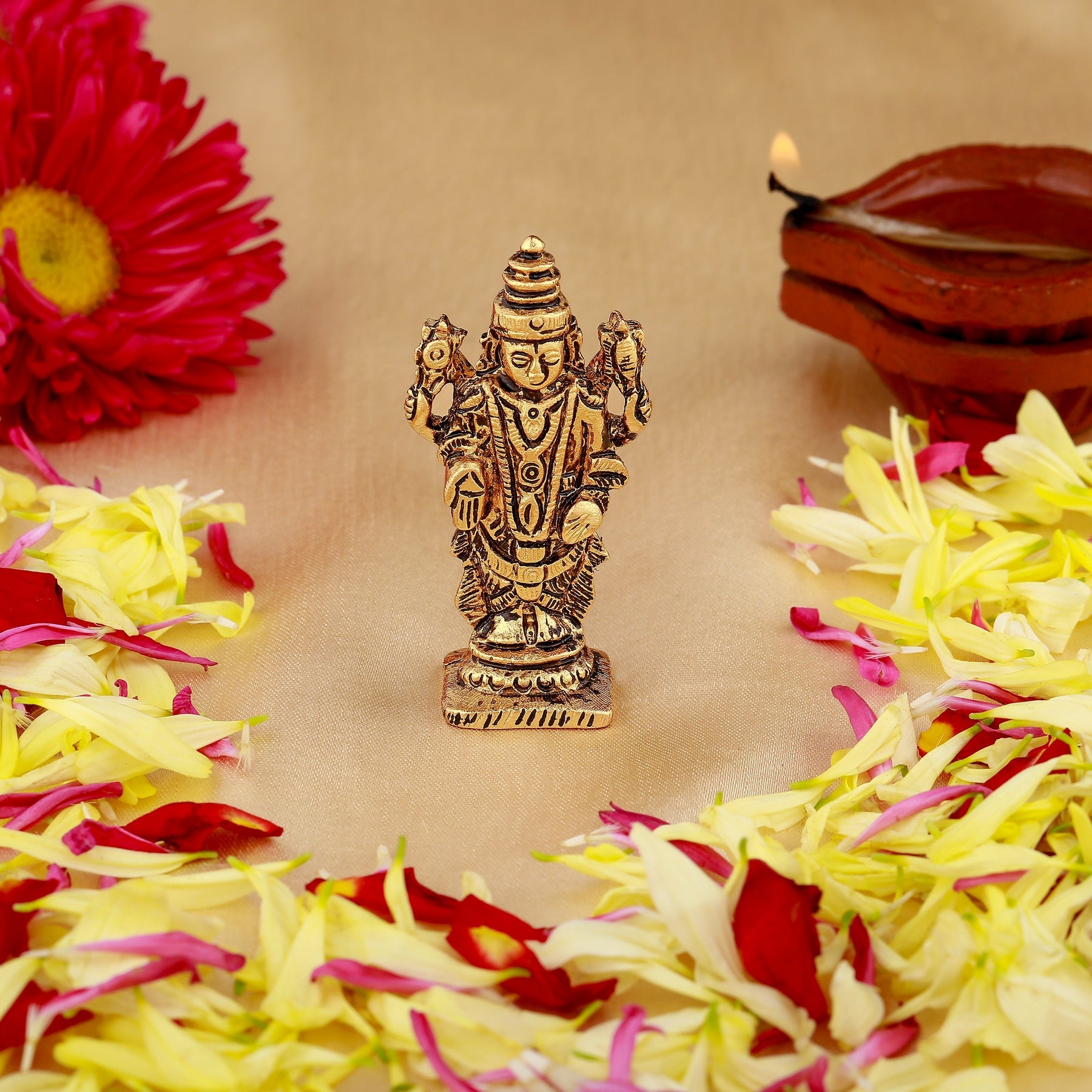 Estele Gold-Polished Lord Tirupati Balaji Idol Showpiece for Pooja Mandir/ Home Decorative - Distacart