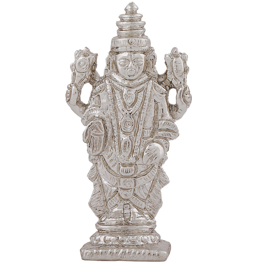 Estele Rhodium Plated Lord Tirupati Balaji Idol Showpiece for Pooja Mandir/ Home Decorative - Distacart