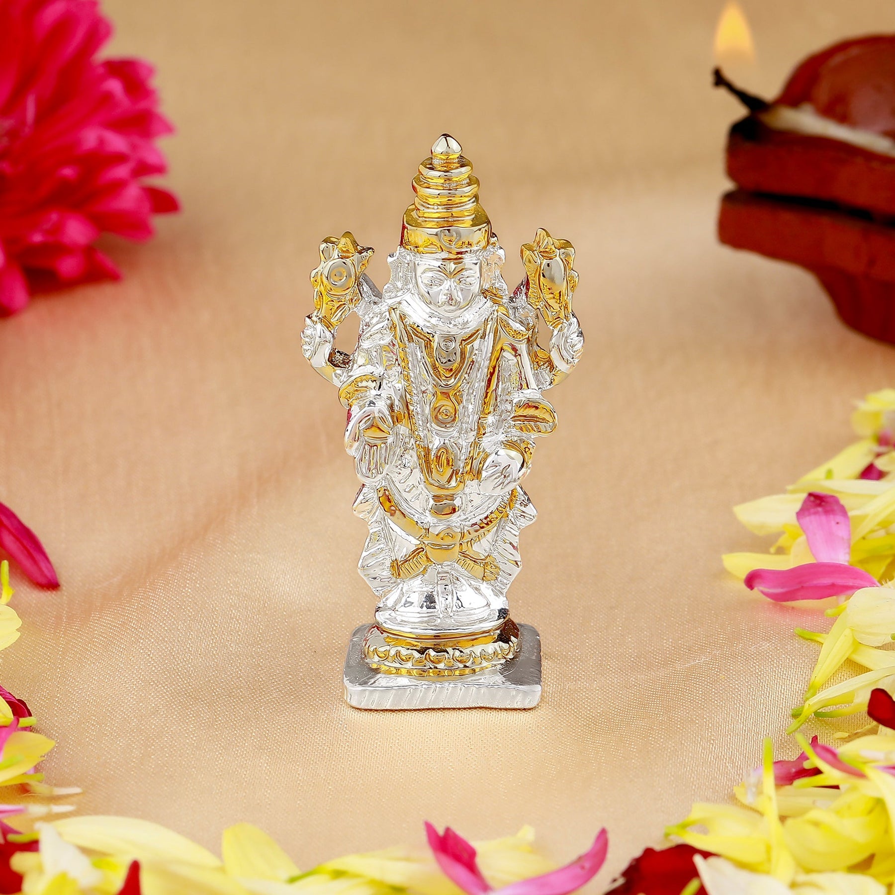 Estele Gold-Polished Lord Tirupati Balaji Idol Showpiece for Pooja Mandir/ Home Decorative - Distacart