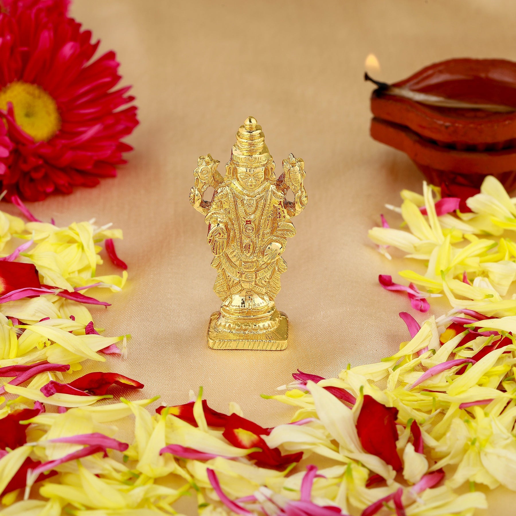 Estele Gold-Polished Lord Tirupati Balaji Idol Showpiece for Pooja Mandir/ Home Decorative - Distacart