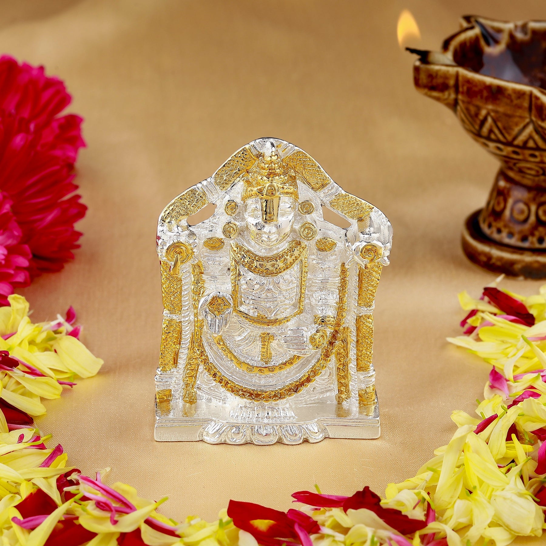 Estele Gold-Polished Lord Tirupati Balaji Idol Showpiece for Pooja Mandir/ Home Decorative - Distacart