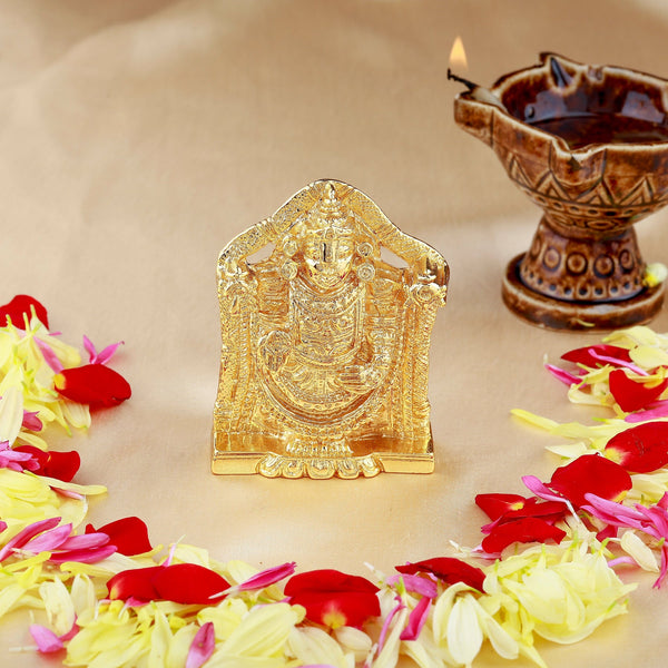 Estele Gold-Polished Lord Tirupati Balaji Idol Showpiece for Pooja Mandir/ Home Decorative - Distacart