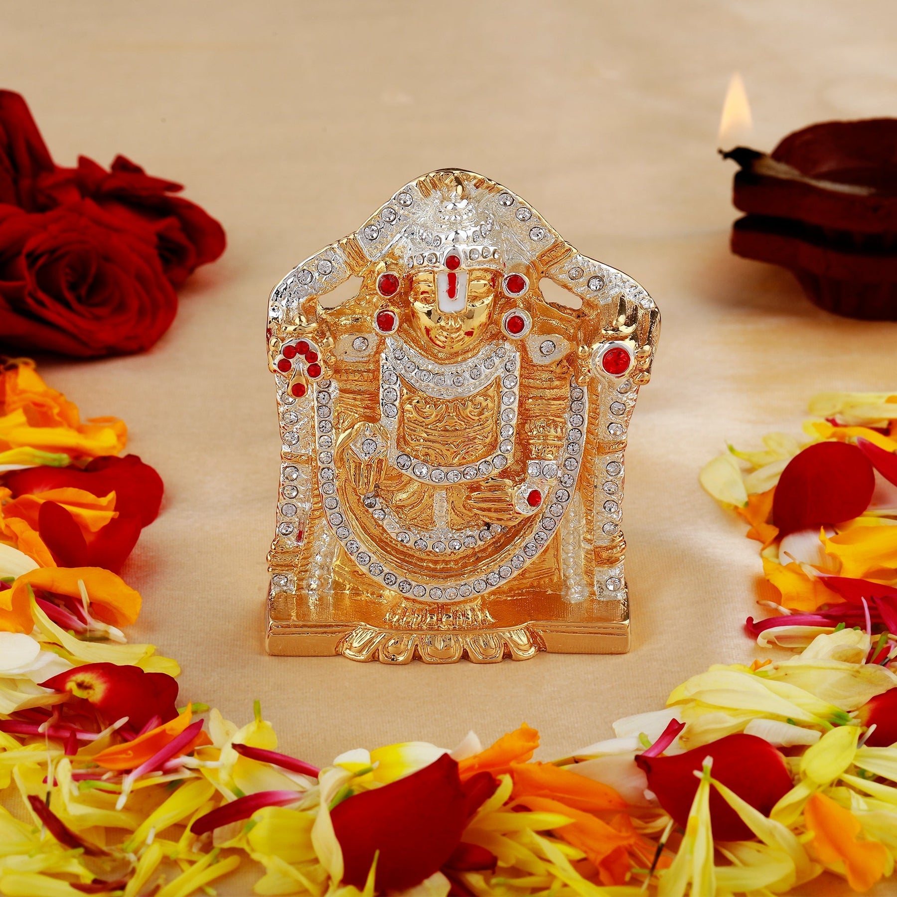 Estele Gold-Polished Lord Tirupati Balaji Idol Showpiece for Pooja Mandir/ Home Decorative - Distacart