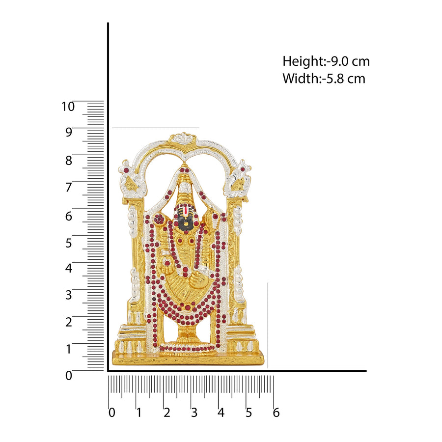 Estele Gold-Polished Lord Tirupati Balaji Idol Showpiece for Pooja Mandir/ Home Decorative