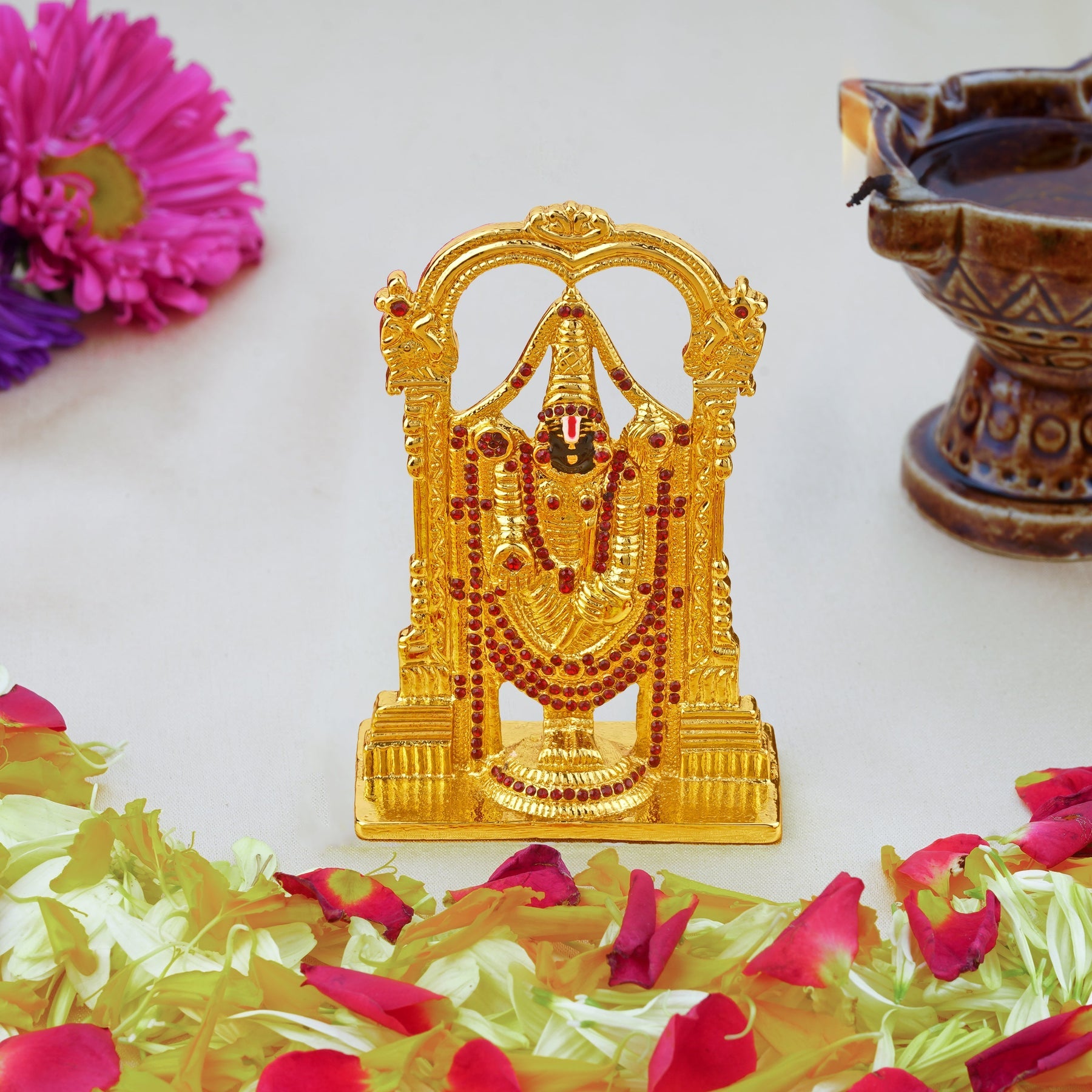 Estele Gold-Polished Lord Tirupati Balaji Idol Showpiece for Pooja Mandir/ Home Decorative - Distacart