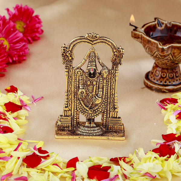 Estele Gold-Polished Lord Tirupati Balaji Idol Showpiece for Pooja Mandir/ Home Decorative - Distacart