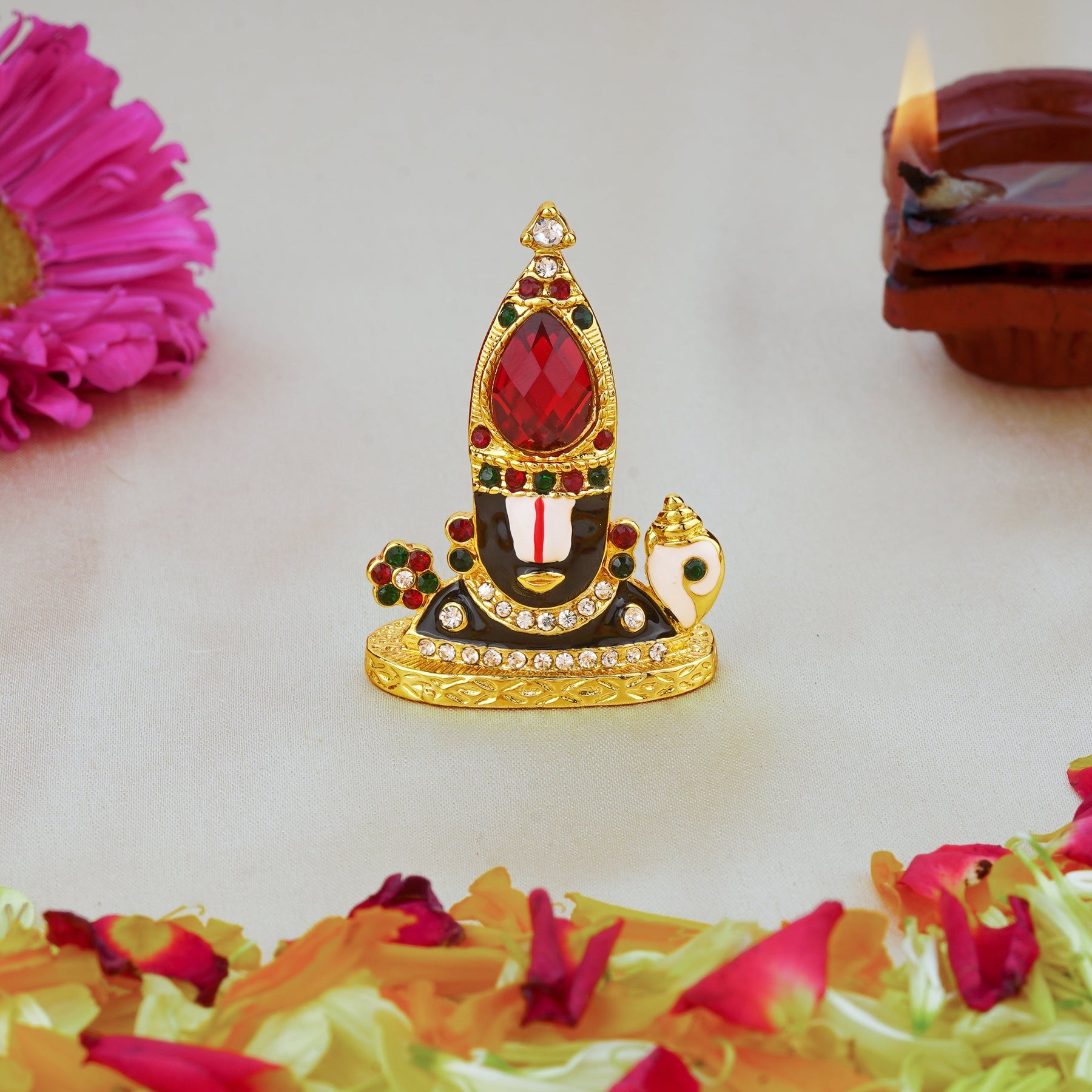 Estele Gold-Polished Lord Tirupati Balaji Idol Showpiece for Pooja Mandir/ Home Decorative - Distacart