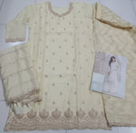 Thumbnail for Aarshi Fashions Cream Green Jacquard Silk Full Stitched Palazzo Sets