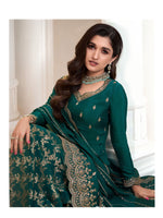 Thumbnail for Aarshi Fashions Teal Jacquard Silk Full Stitched Palazzo Sets