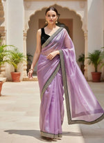 Thumbnail for Joban Fashion Wine Soft twill Net Party Wear Sarees - Distacart