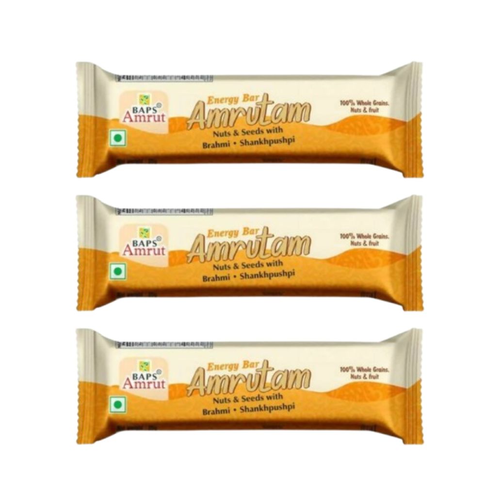 Baps Amrut Energy Bar Amrutam (Nuts & Seeds With Brahmi • Shankhpushpi) - Distacart