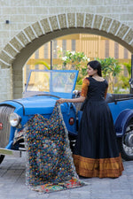 Thumbnail for Aastha Fashion Women's Black Silk Jacquard Woven with Embroidery Anarkali Dress with Dupatta - Distacart