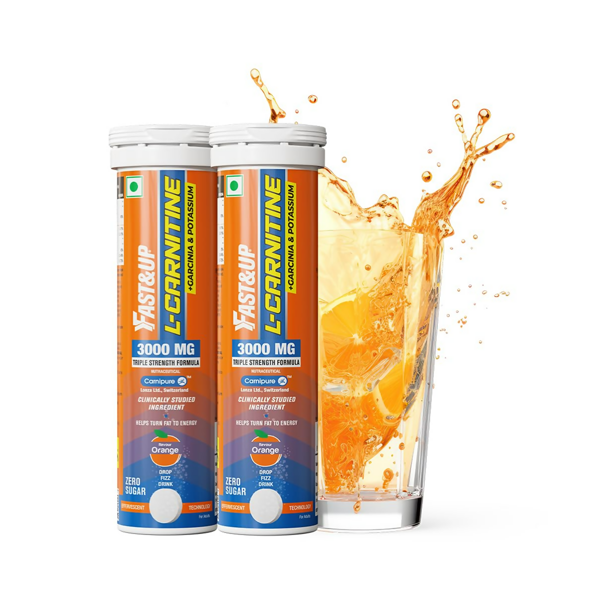 Fast&Up L Carnitine 3000mg Effervescent Tablets - Orange Flavour - Distacart