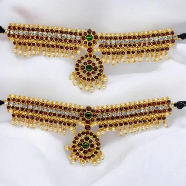 Elite Trading Classical Dance Bajuband – Kempu Red & White Stone Armlet for Bharatanatyam & Kuchipudi/Unisex- Both Men and Women can use - Distacart