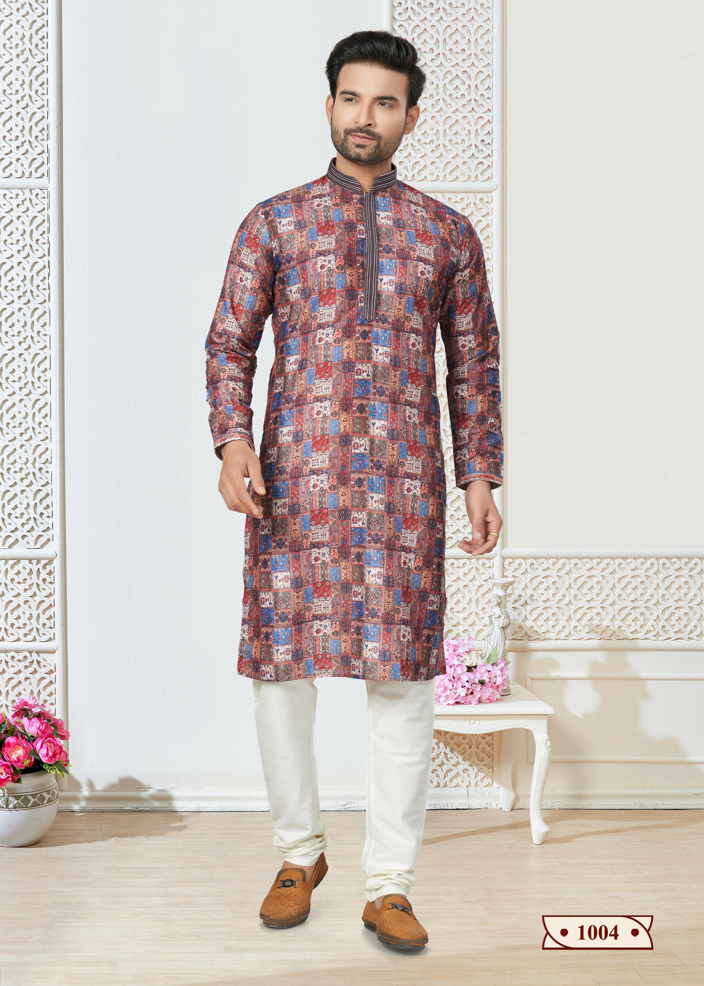 Joban Fashion Men's multicolor Cotton printed Kurta Pyjama set - Distacart