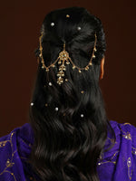 Thumbnail for Ruby Raang Gold Flower Kundan Hair Jewelry