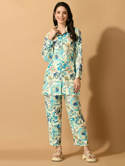 Myshka Women's Multi Printed Shirt With Trousers - Distacart