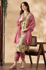 Thumbnail for BulBul Aafiya Green Rayon Kurta Set with Dupatta