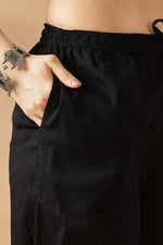 Thumbnail for BulBul Rashmika Cotton Black Kurta Set