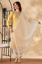 Thumbnail for BulBul Sagarika Printed Yellow & Off White Rayon Salwar Suit